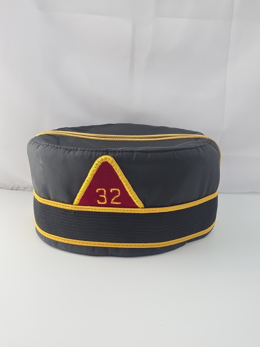Vintage Mason 32nd Degree Masonic Cap Hat Regalia 22" Black Gold